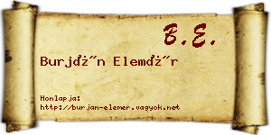 Burján Elemér névjegykártya